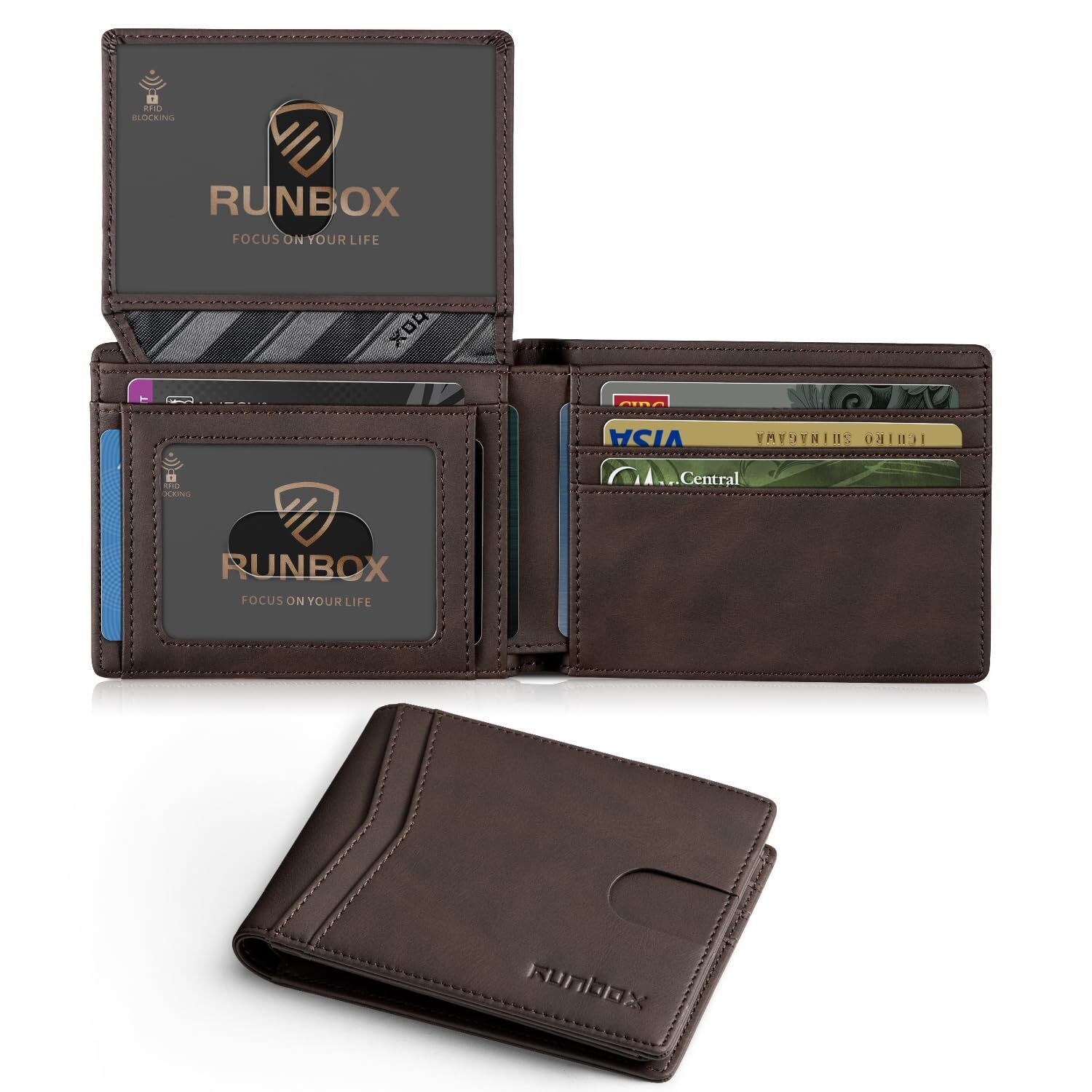 9036 Wallet And Slim Rfid Leather 2 Id Window With Gift Box